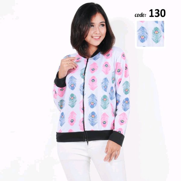jacket bomber wanita bulu merak