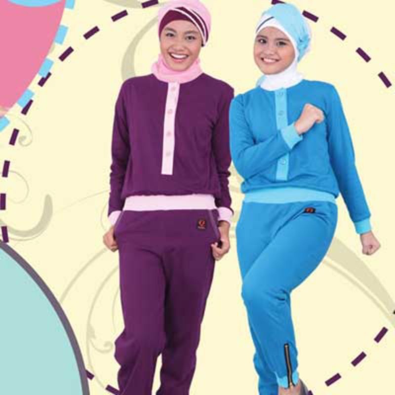 Baju olahraga muslimah, bahan adem nyaman dipakai, warna ceria, Qirani QT 17