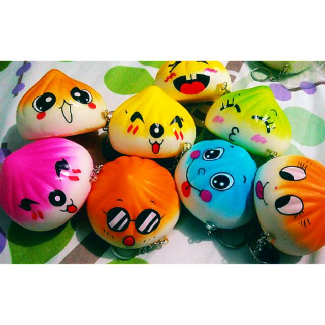 Squishy roti bapau bakpau dimsum emoticon bun warna warni
