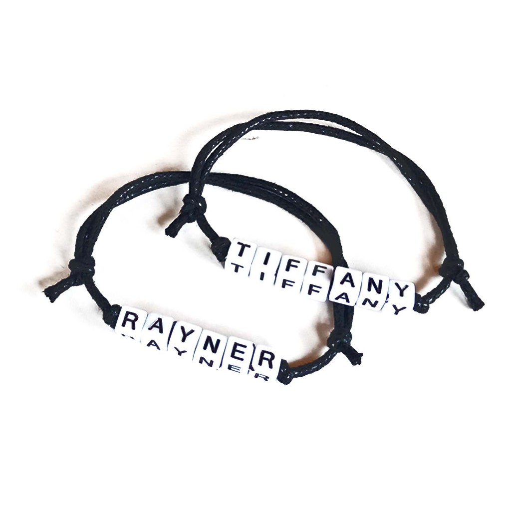 Gelang Nama Monochrome Kotak Putih Custom | White Monochrome Words Bracelet Handmade