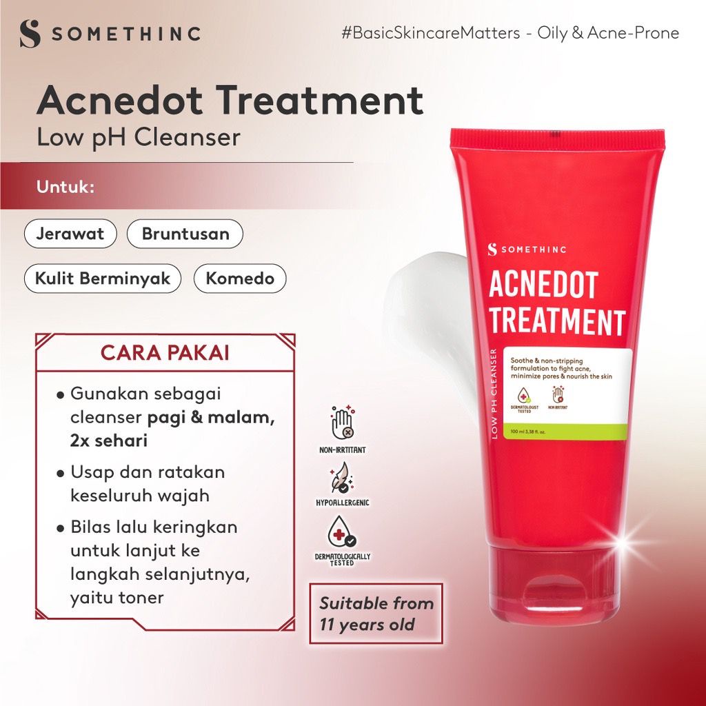 BPOM SOMETHINC ACNEDOT Treatment Low pH Cleanser Sabun Cuci Muka Kulit Berjerawat Facial Wash