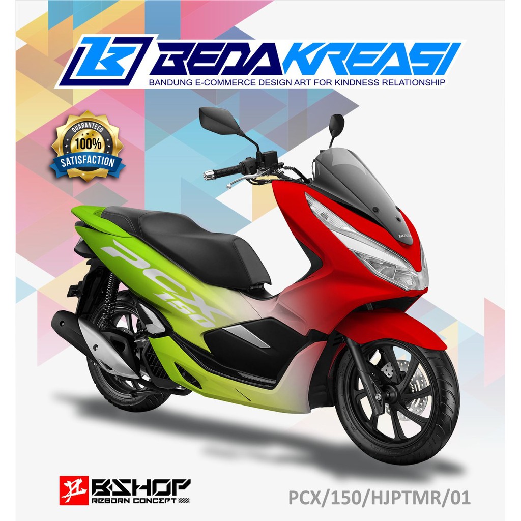 Stiker Decal Full Body Honda PCX Motif Gradasi hijau-merah