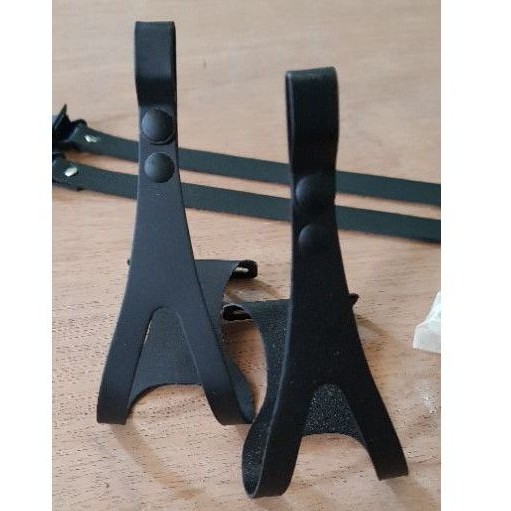 Toeclip / Strap Pedal Sepeda Balap Black Doff Vintage Sepasang NOS