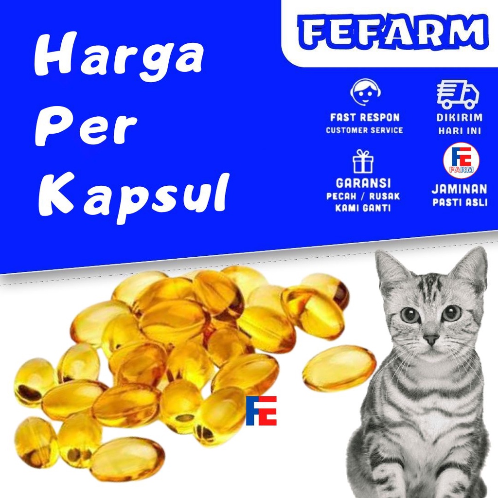 MINYAK IKAN FISH OIL TUNG HAI VITAMIN OMEGA BULU KUCING ANJING HAMSTER 1 BUTIR BULU LEBAT IMUN KUAT FEFARM