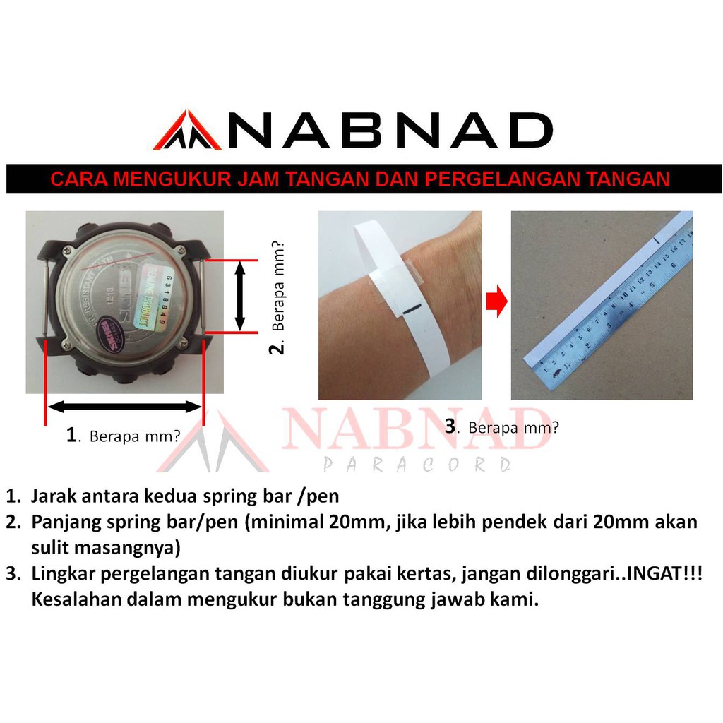 Thomgear Strap Jam Tangan Paracord Strap Survival Jam Tangan Outdoor Gelang Jam Paracord Tali Jam