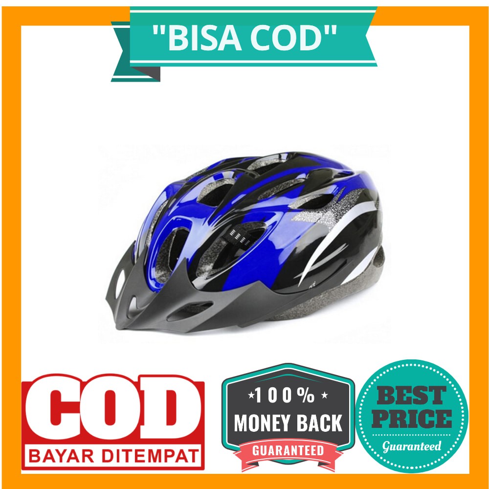 BISA COD TaffSPORT Helm Sepeda EPS Foam PVC - x31 - Black/Blue