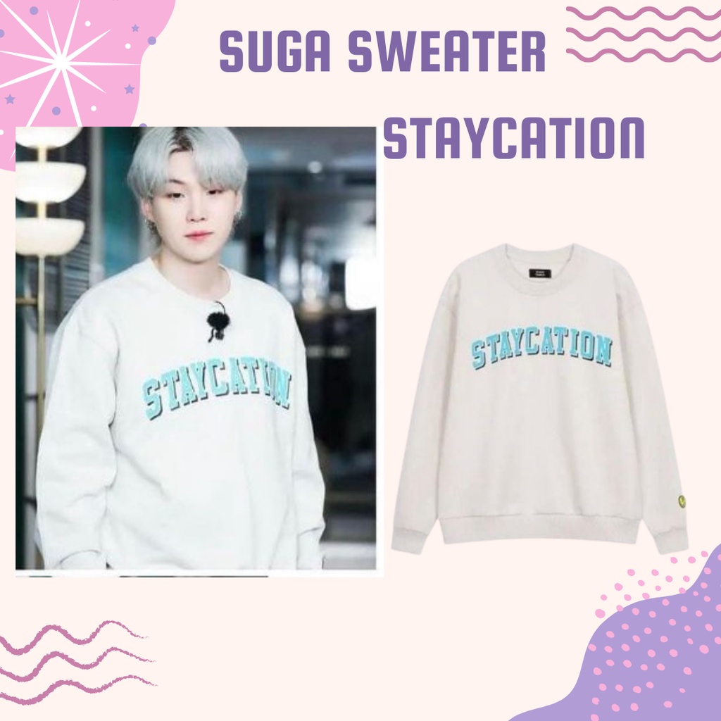 Sweater SUGA Staycation Jaket BTS SUGA Staycation Hoodie BTS STAYCATION  Hoodie Suga BTS