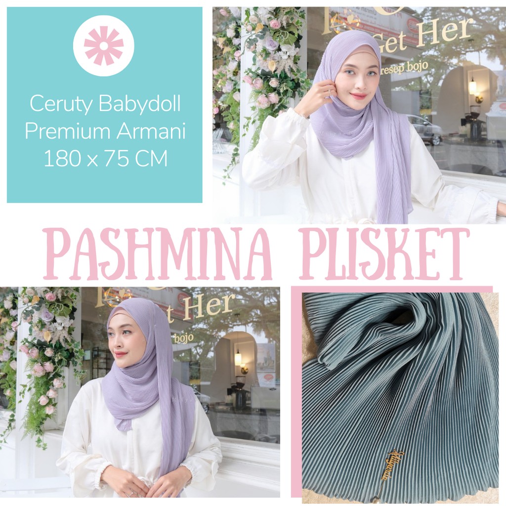 Hijab Pashmina Plisket Full Kerudung Plisket Ceruty Babydoll Premium