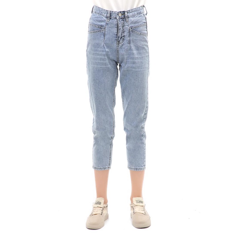 Hamlin Jourel Celana Panjang Highwaist Wanita Style Cropped Material Denim ORIGINAL - Light Blue