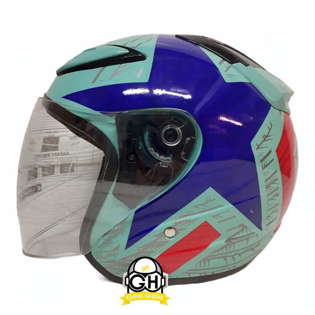 HELM NVR R-26 STAR WARS AQUAMARINE HALF FACE SINGLE VISOR HELM MURAH SNI HELM DEWASA DJMARU GALAXY R6 R1