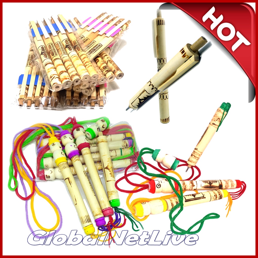 

Satu Kodi - 20 Pcs Ballpoin bambu Lukisan & Karakter Souvenir Unik