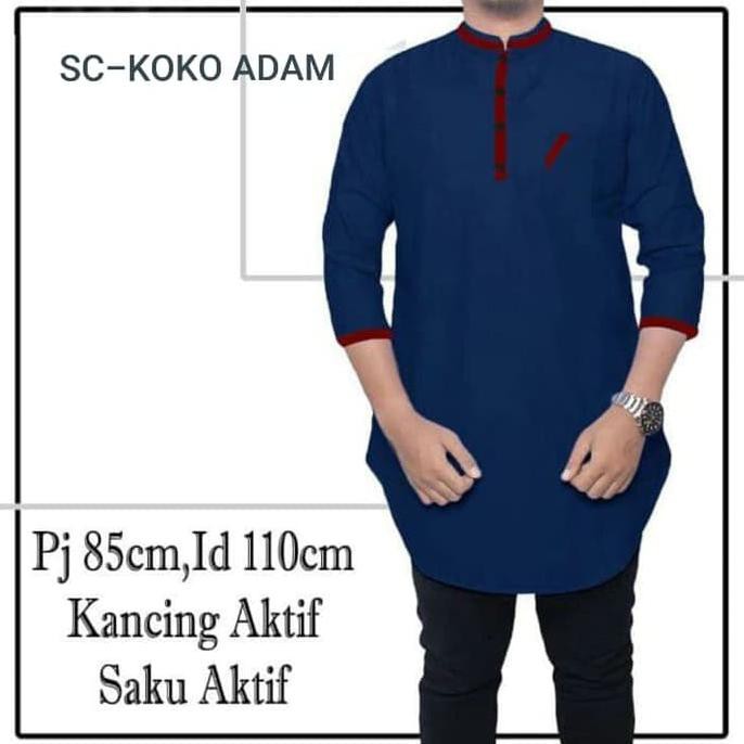 KOKO ADAM NAVY SC Baju koko pria katun navy