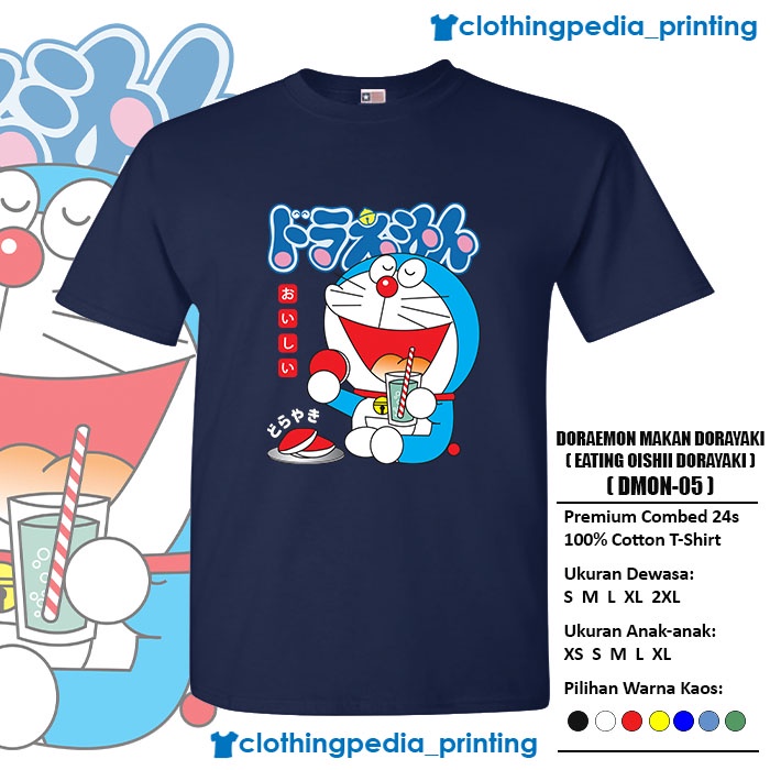 Kaos Doraemon Makan Dorayaki Enak Eat Oishii Anime Manga T-Shirt