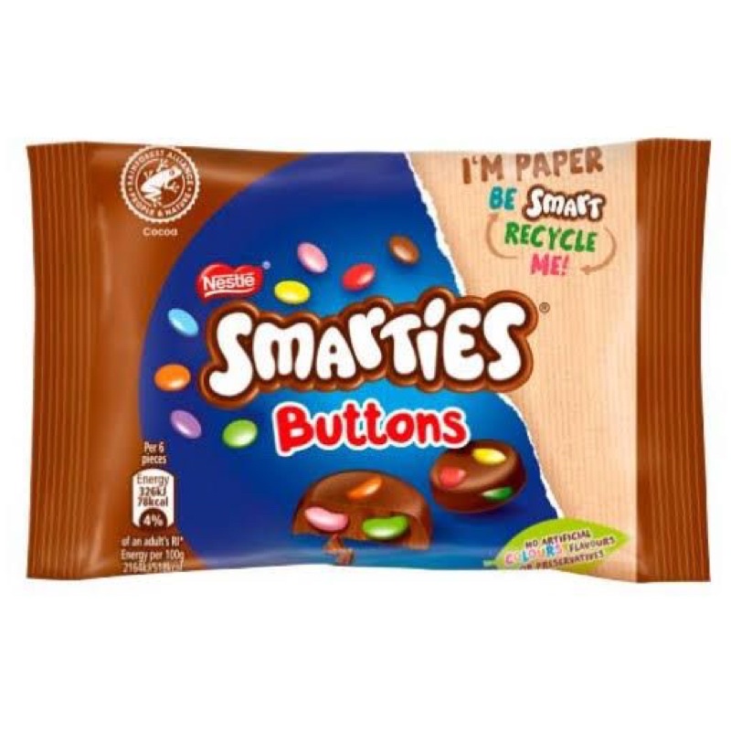 Smarties Chocolate Pieces 15gr / Smarties Buttons 30gr Milk / White Choco Coklat Import Mini Pack