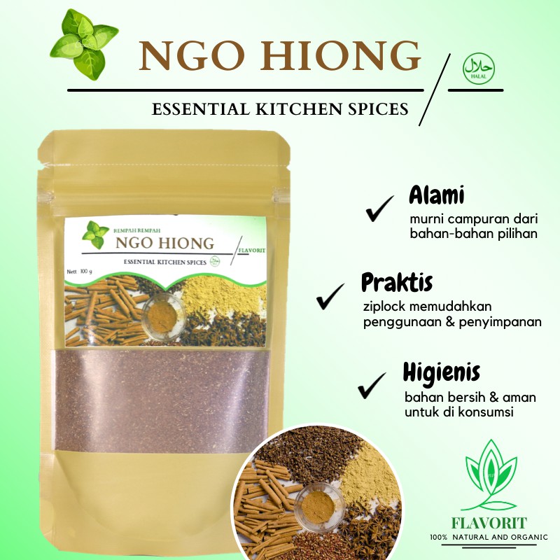 Bubuk Bumbu Dapur Ngohiong Halal Five Spice Powder Bahan Pokok Organik Penyedap Rasa Rempah Murni