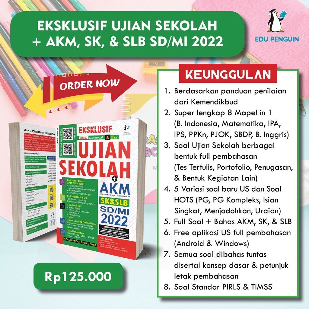 Jual Eksklusif Ujian Sekolah Akm Sk Slb Sd Mi 2022 Buku Ujian Sekolah