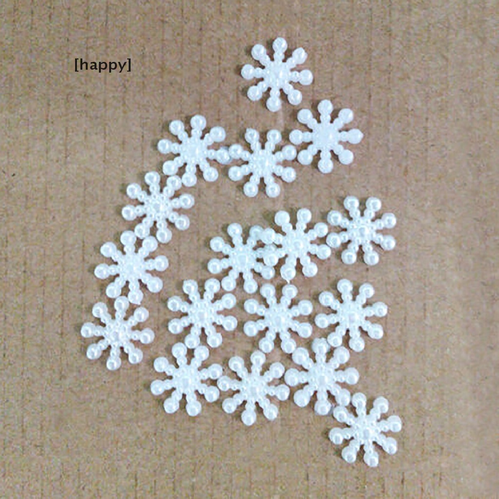 Ha 100pcs Hiasan Snowflake Mutiara Flatback Untuk DIY Craftdekorasi Natal