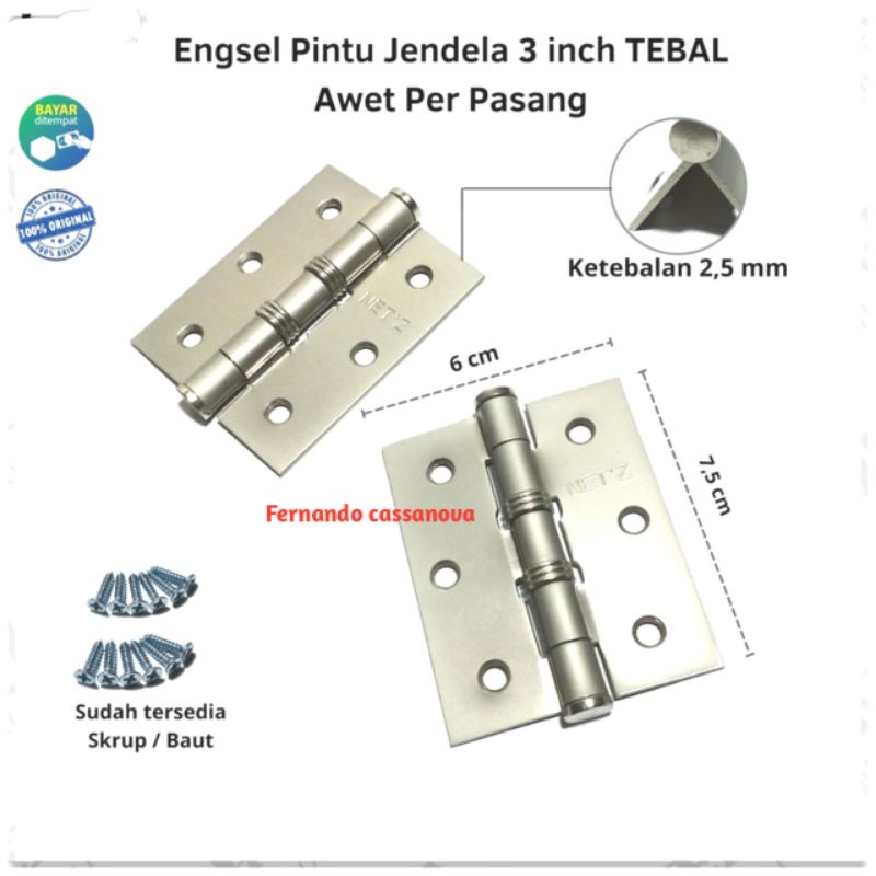 Engsel Pintu Rumah Stainless 3 inch Engsel Jendela rumah