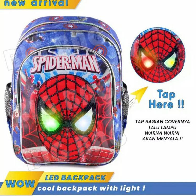 BEST PRICE 8637 tas spiderman tk paud tas spiderman led mata nyala ㊋