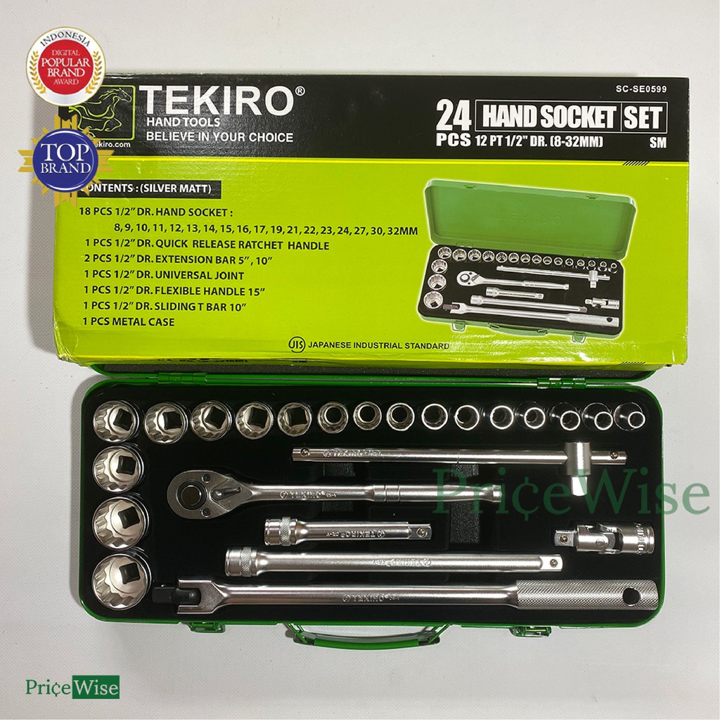 Kunci Sok Set Pcs Pt Pt Mm Hand Socket Kunci Sock Box Besi Tekiro Shopee