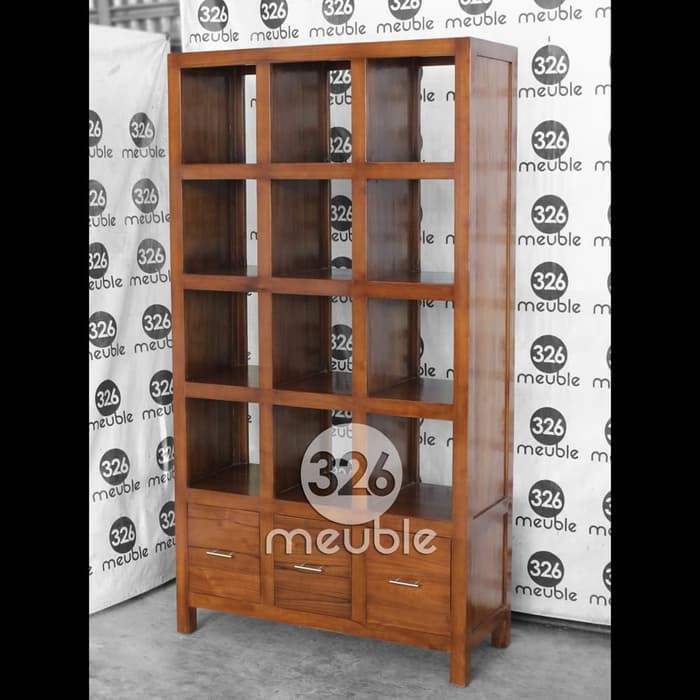 Rak Buku Minimalis Jati Sekat Ruangan Partisi Ruangan Jati kayu Jepara