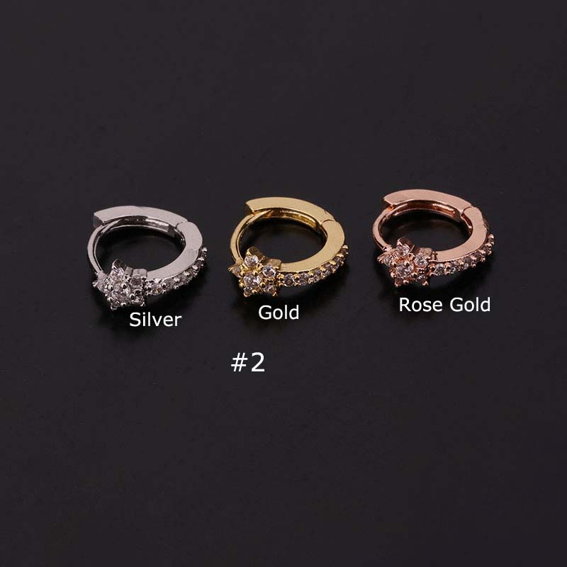 1piece Copper with Zircon 8mm Clicker Hoop Earring Cartilage Upper Lobe Helix Piercing