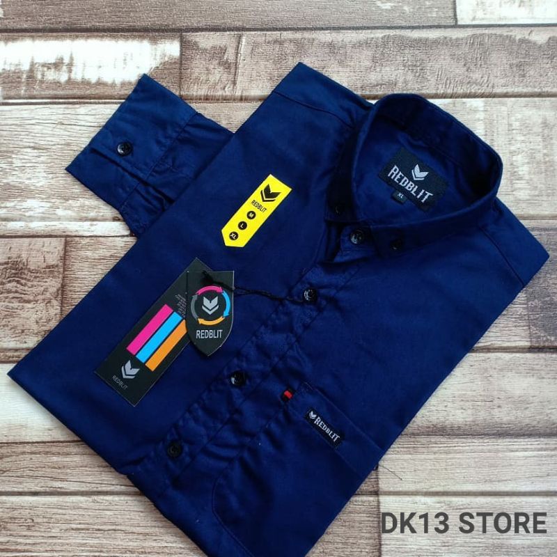 KEMEJA POLOS PRIA  PANJANG SOFT BLUE JUMBO XL-XXL-XXXL