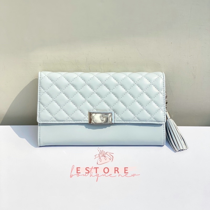 New Cnk Quilted Tassel Clutch