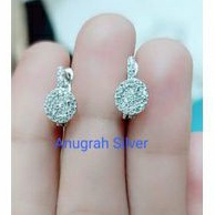 (COD)Anting jepit fashion wanita remaja dan dewasa bulat perak asli 925/silver lapisan emas putih murni..
