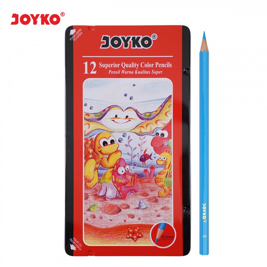 

Pensil Warna / Color Pencil Joyko CP-12TC / 12 Warna Kemasan Kaleng – Satuan / Grosir SHAGB