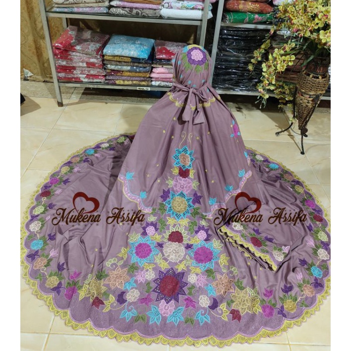 mukena bordir premium motif kerancang bordir bukittinggi