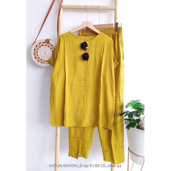 setelan celana katun rayon
