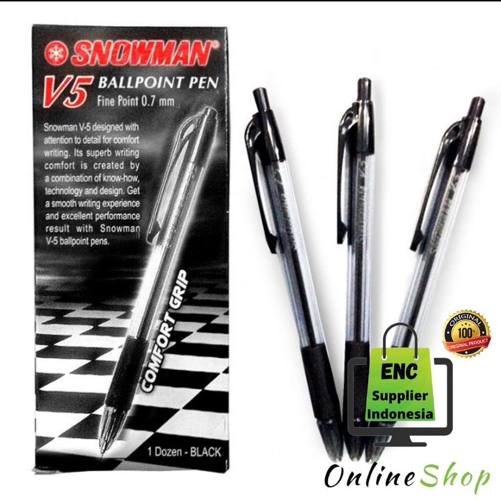 

snowman 6 buah Pen v5 snowman bolpen cetrek v-5 0.7 mm mekanik pencet 0.7mm v 5 per 6 pcs - enc.sup