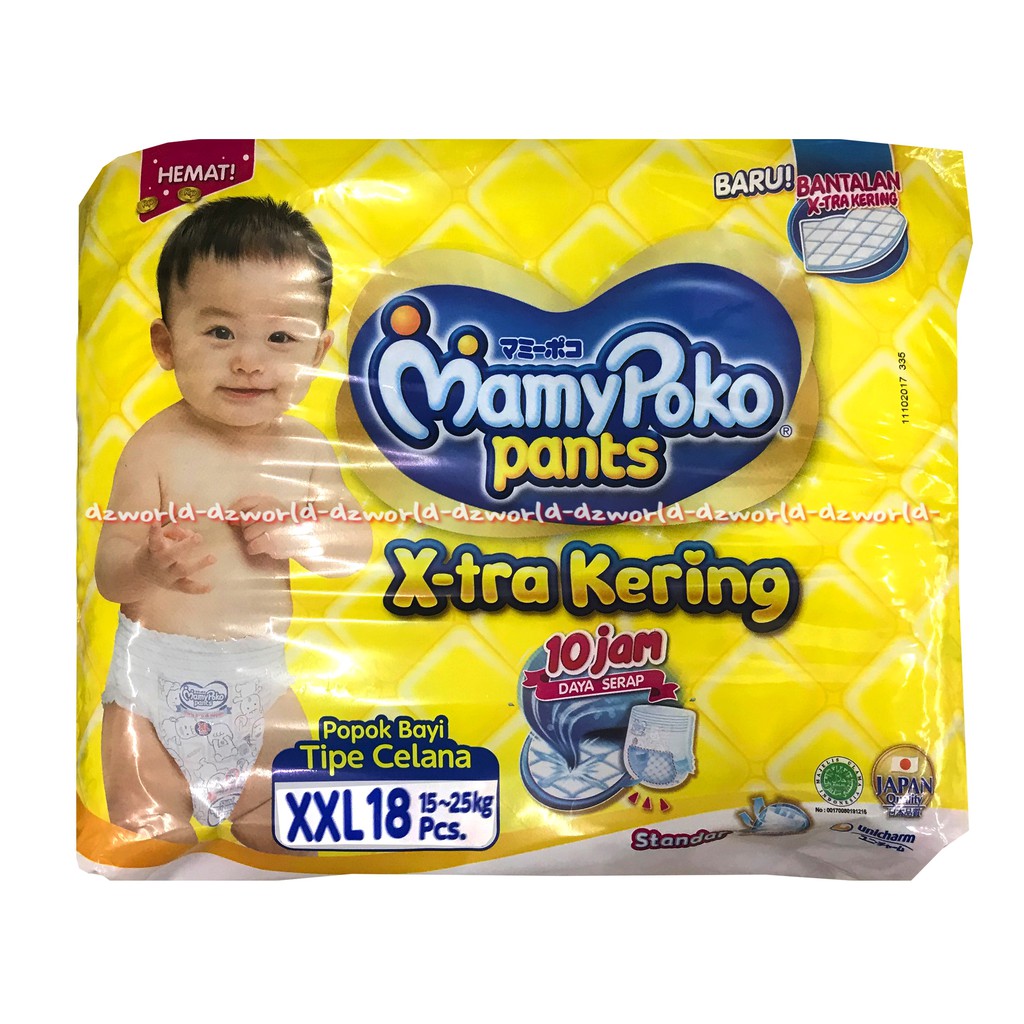 Mamypoko Pants Standar Popok Bayi Tipe Celana Size XXL-18 Diaper Daya Serap Sampai 10Jam