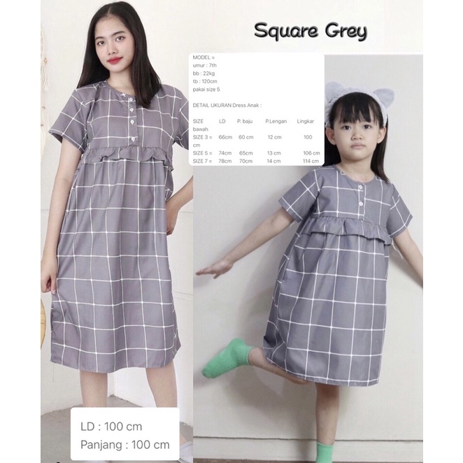 Set Couple Mididress Midi Dress Mom Kids Babydoll Kancing