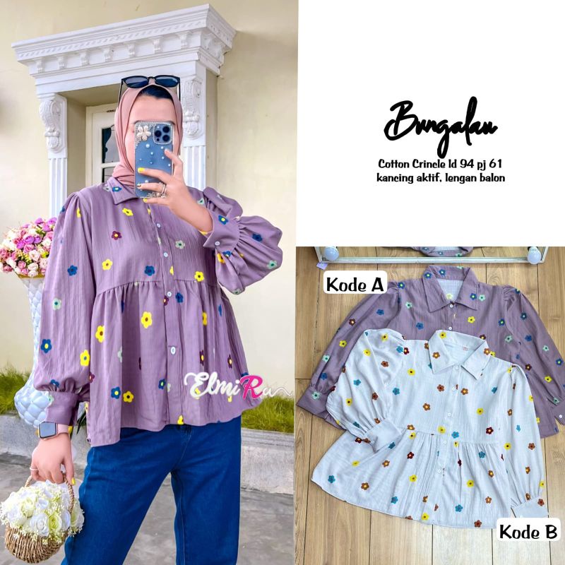 BUNGALAU BLOUSE BY ELMIRA (BLOUSE WANITA) Blouse muslimah motif modern rekomended