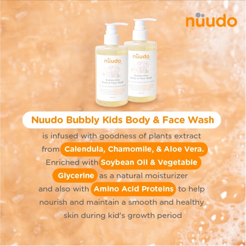 NUUDO - NUUDO BY PURECO BUBBLY KIDS BODY TO FACE WASH-SABUN MANDI BAYI/ANAK