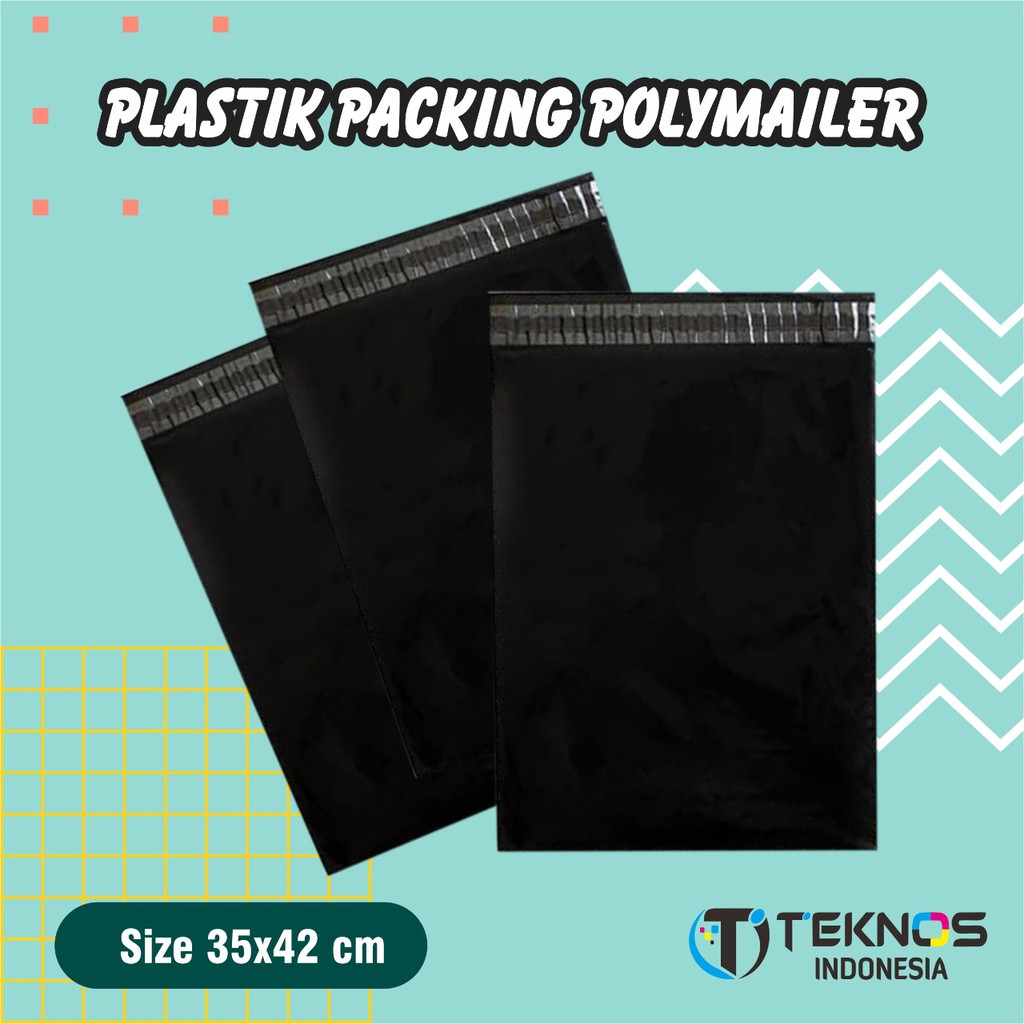 

[100 PCS] PLASTIK POLYMAILER PACKING PACKAGING OLSHOP 35X42 HITAM TEBAL MURAH