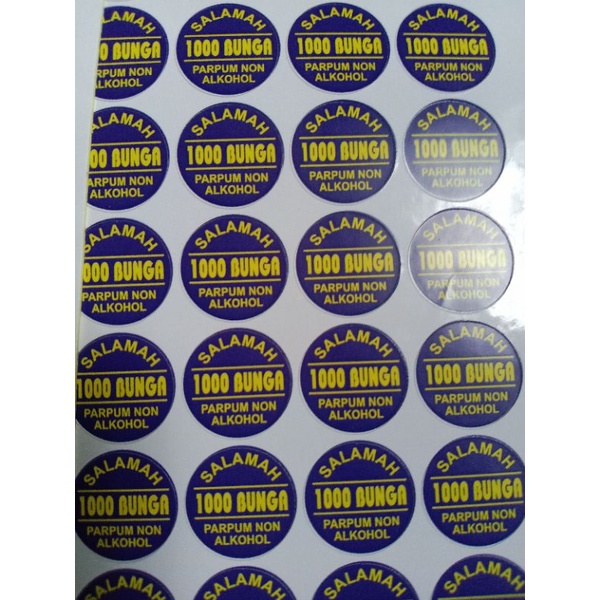 

sticker parfum roll on isi 504 pcs/lembar, sudah cuting, bahan kertas cromo A3+, bebas request tulisan&Desain