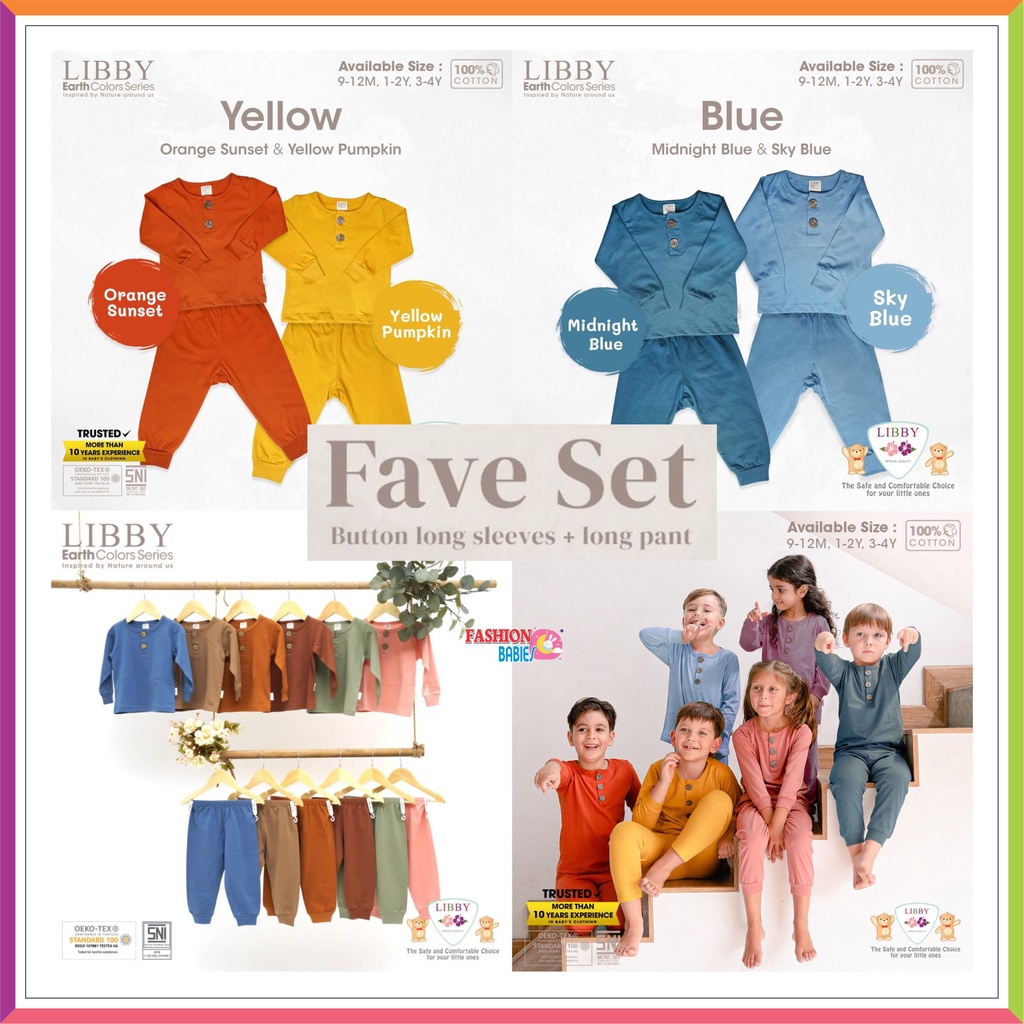 ❤ Fashionbabies ❤ [ TERBARU ] LIBBY FAVE SET EARTH COLOR SERIES | SETELAN OBLONG PANJANG