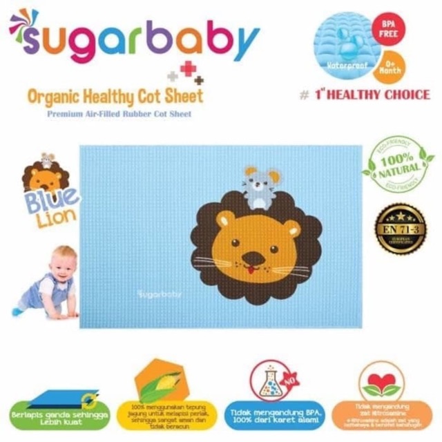 Sugar Baby Organic Healthy Cot Sheet / PERLAK KARET Size 90 x 60cm / Alas Ompol Karet