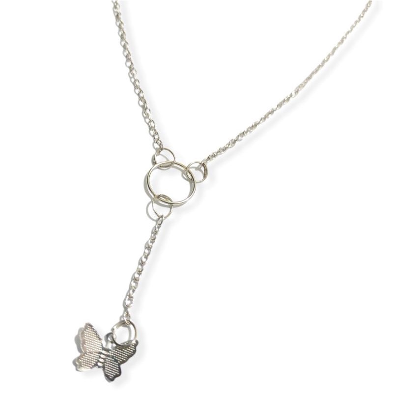 Kalung Rantai Korea Yumi Choker Juntai Butterfly O-Ring Korean Necklace