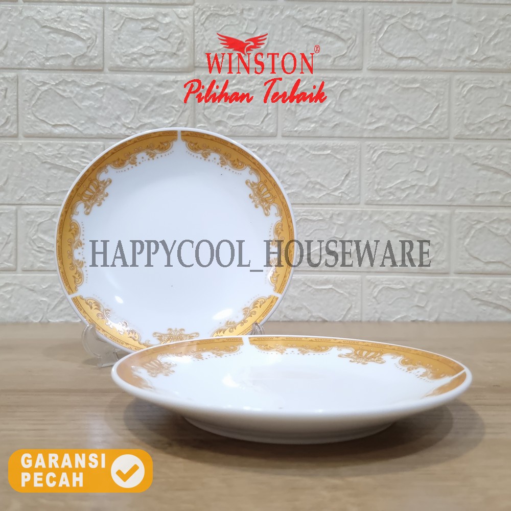 WINSTON Piring Keramik 6,75in Mahkota Mas /Piring Ceper /Piring Makan Porcelain 18cm