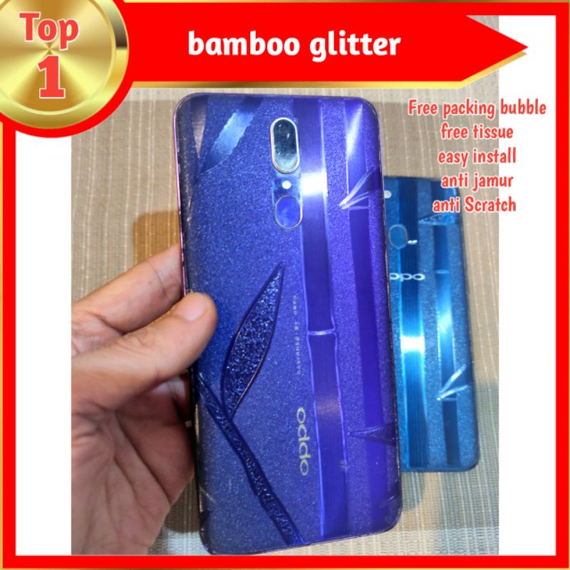 garskin hp + garskin camera anti jamur bamboo glitter all type all merek hp ready