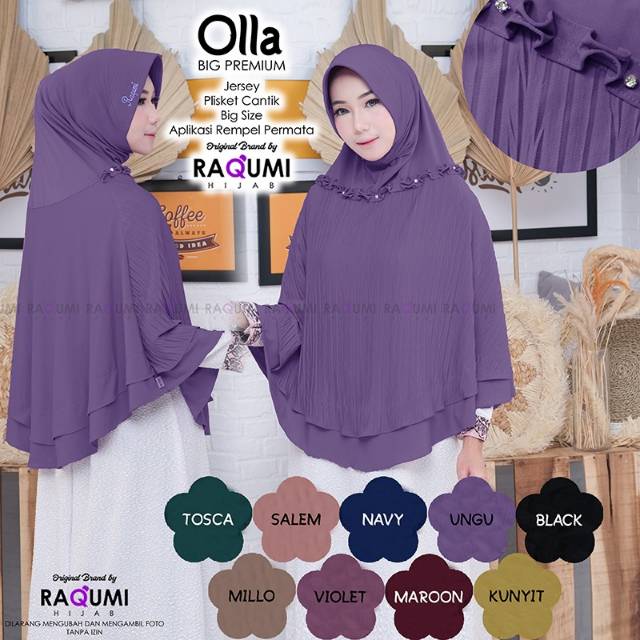 OLLA ORIGINAL RAQUMI HIJAB | NEW RAQUMI HIJAB | Khimar Ungu | Khimar Jersey | Khimar Jumbo