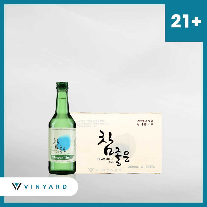 Promo 1 Ctn/Dus ( 20 Botol Soju Korea ) Cham Joeun Soju Lime 360 Ml