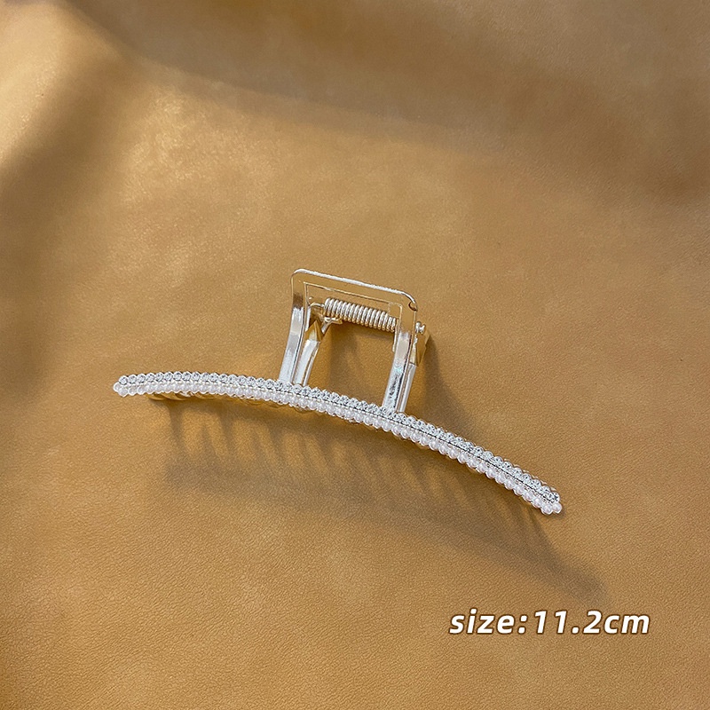 Jepit Rambut Bentuk Hiu Aksen Mutiara Dan Berlian Imitasi Untuk Wanita