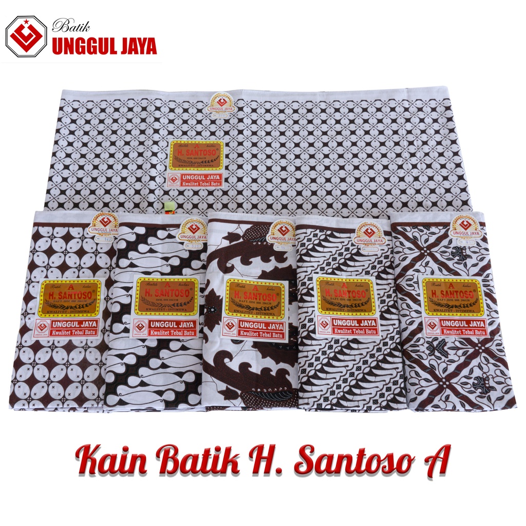 Jarik Batik H. Santoso A Putih katun kain batik kwalitas 1 Santoso Unggul Jaya