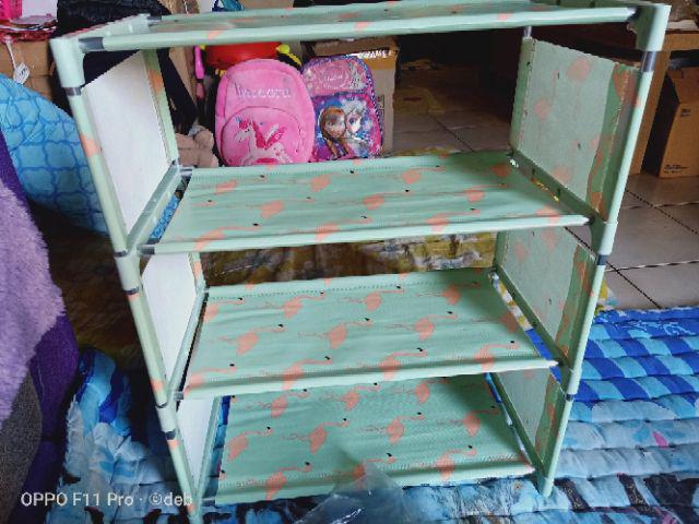 E312 Rak Serbaguna Rak Susun 4 Rak Sepatu Rak Buku Rak Portable Rak Mini Rak Kecil Dekorasi Rumah