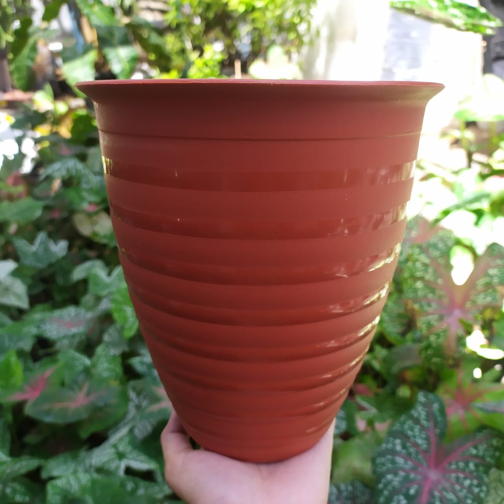 Pot Bunga Taiwan Plastic P-Bee 185 Coklat / Pot Tanaman / Pot Plastik